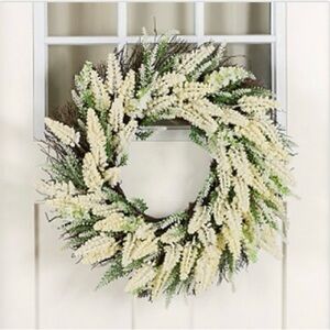 Elegant Cream Wheat and Green Wreath